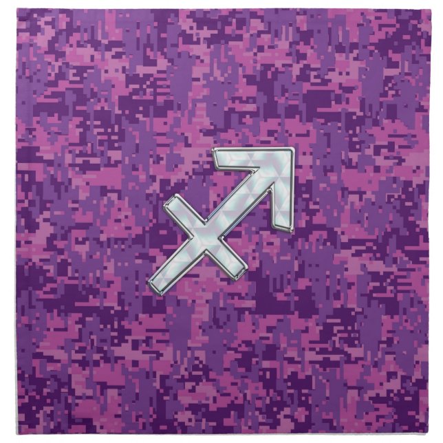 Sagittarius Zodiac Symbol Pink Digital Camouflage Cloth Napkin (Front)