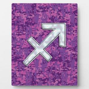 Sagittarius Zodiac Symbol Pink Digital Camouflage Plaque