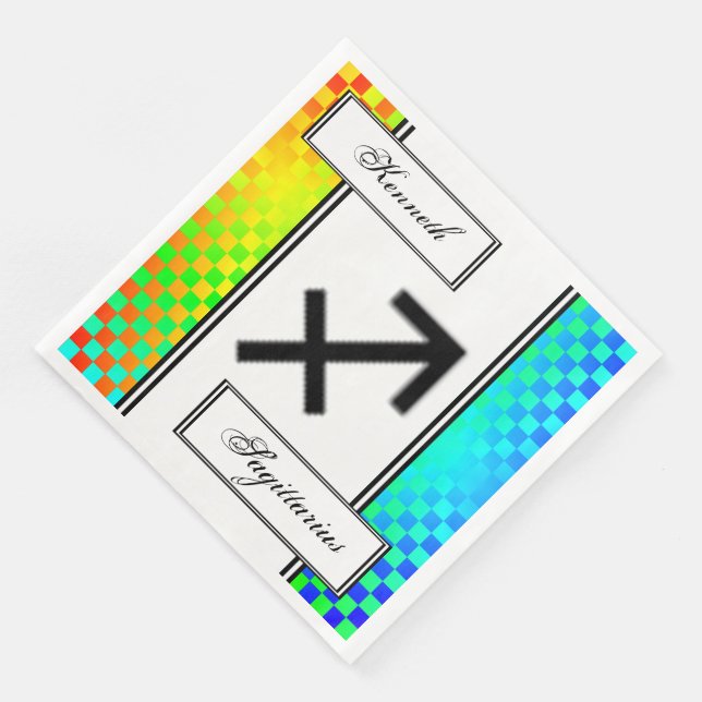 Sagittarius Zodiac Symbol Stnd by Kenneth Yoncich Paper Dinner Napkins (Corner)