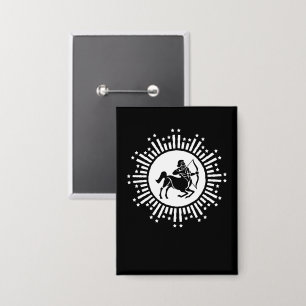 Sagittarius Zodiac Symbol with Starburst Button