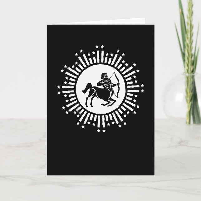 Sagittarius Zodiac Symbol with Starburst Card (Front)