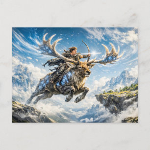 Sagittarius Zodiac with Warrior Riding a Majestic Postcard