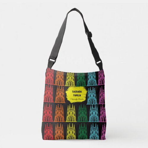 Sagrada Familia 1980s gaming style print Crossbody Bag