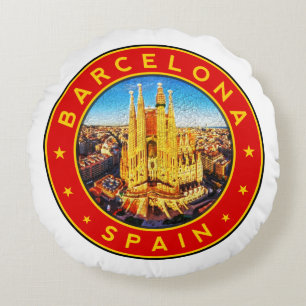 Sagrada Familia Barcelona Round Pillow