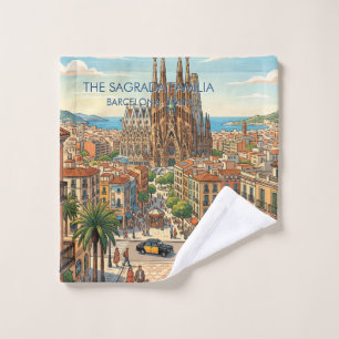 Sagrada Familia Barcelona Spain Travel Art Vintage Bath Towel Set
