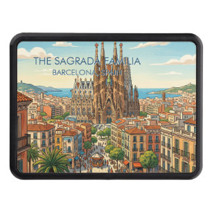 Sagrada Familia Barcelona Spain Travel Art Vintage Hitch Cover