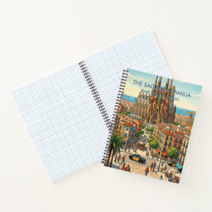 Sagrada Familia Barcelona Spain Travel Art Vintage Notebook
