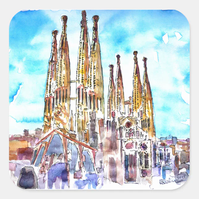 Sagrada Familia Barcelona Square Sticker | Zazzle