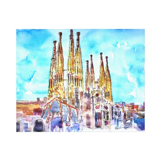 Sagrada Familia Barcelona watercolor painting Canvas Print | Zazzle.com