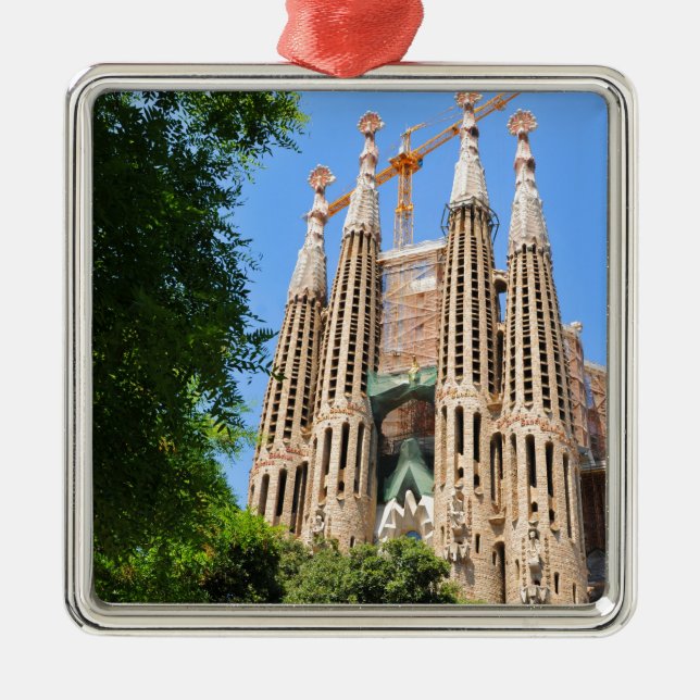 Sagrada Familia in Barcelona, Spain Metal Ornament (Front)