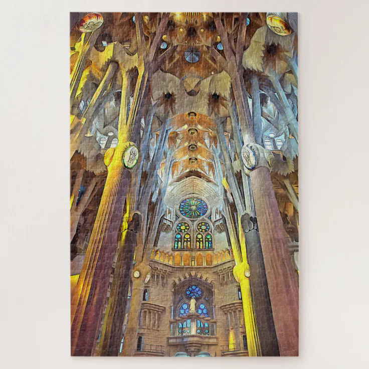 Sagrada Familia. Interior. View 29. Jigsaw Puzzle | Zazzle