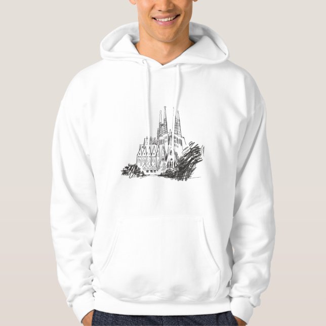 Sagrada Familia Sketch Illustration Hoodie (Front)