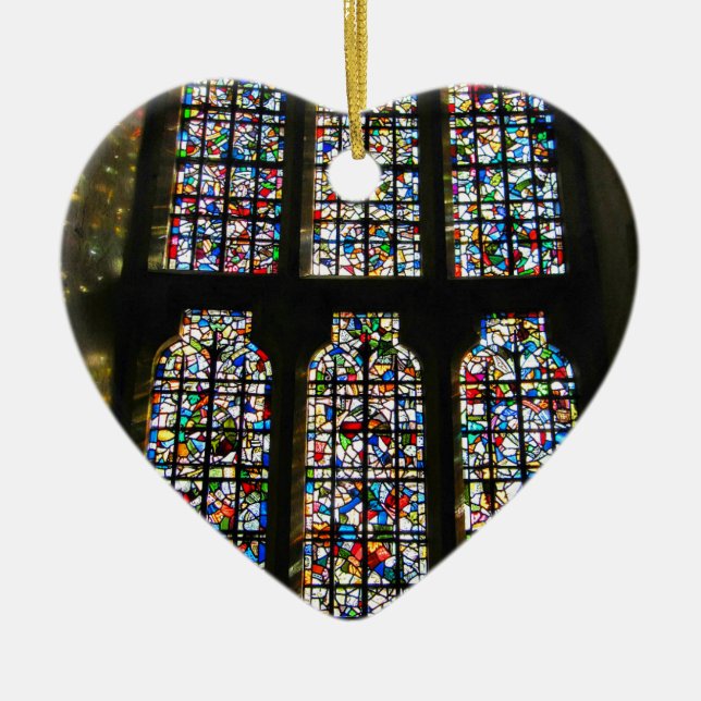 Sagrada Familia Stained Glass Barcelona Photograph Ceramic Ornament (Front)