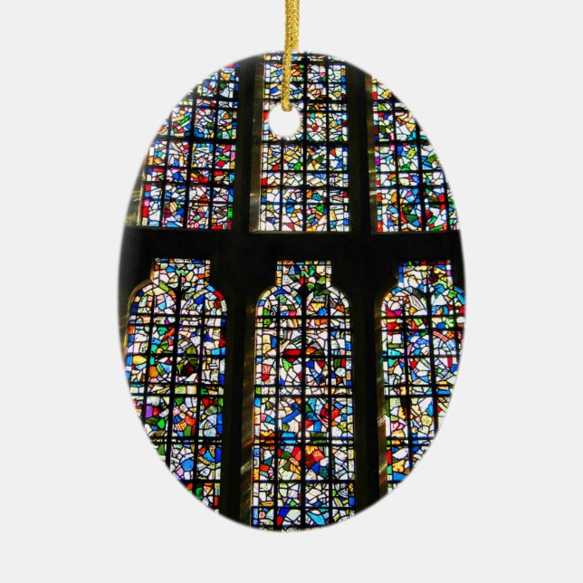 Sagrada Familia Stained Glass Barcelona Photograph Ceramic Ornament (Front)