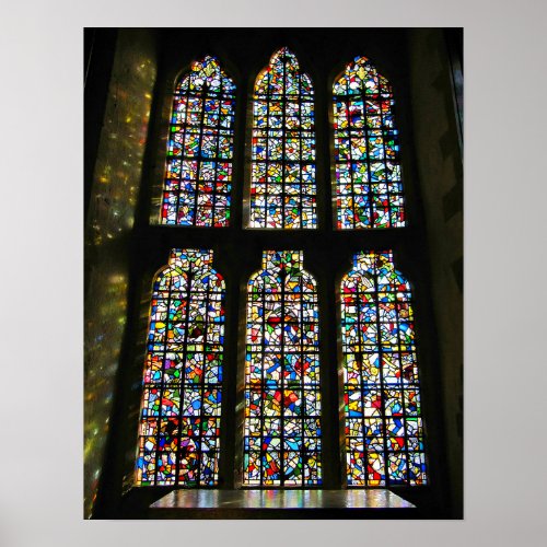 Sagrada Familia Stained Glass Barcelona Photograph Poster