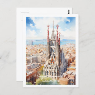 Sagrade Familia Barcelona Famous Travel Place Postcard
