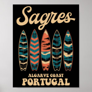 Sagres Algarve Coast Portugal Surfboard Surfing So Poster