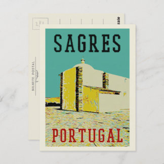 Sagres promontory illustration Algarve Portugal Postcard