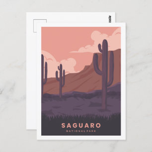 Saguaro Arizona Famous Travel Place Illustration Postcard