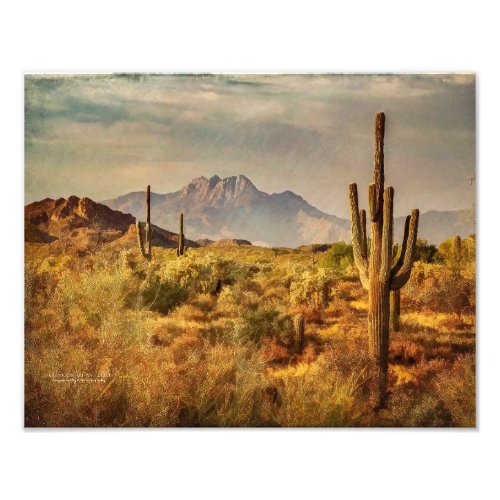 Saguaro Cacti Arizona Desert Mountain View Photo Print