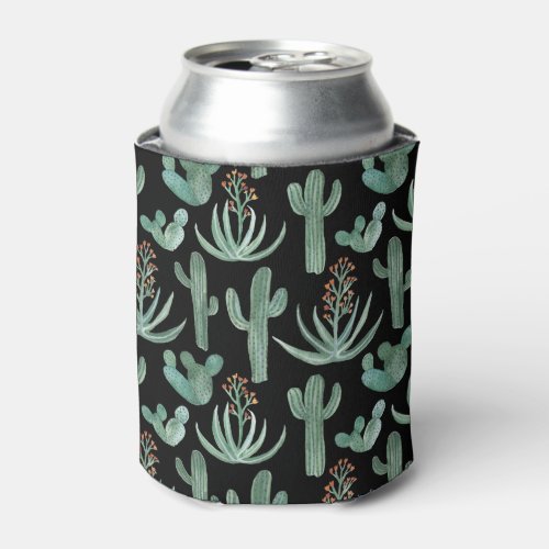 Saguaro Cactus Aloe Vera Succulent Watercolor Can Cooler