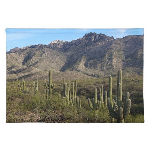 Saguaro Cactus and Catalina Mountains Tucson AZ Cloth Placemat