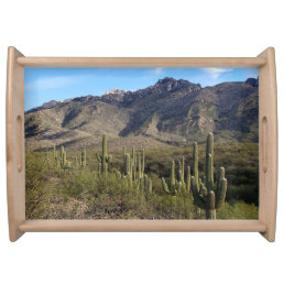Saguaro Cactus and Catalina Mountains, Tucson AZ Serving Tray