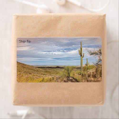Saguaro Cactus Arizona Desert View Digital Art Label