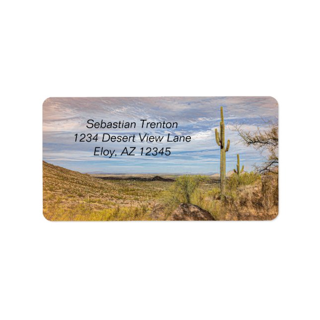 Saguaro Cactus Arizona Desert View Digital Art Label (Front)