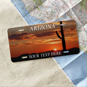 Saguaro Cactus Arizona Sunset Cacti Boho License Plate