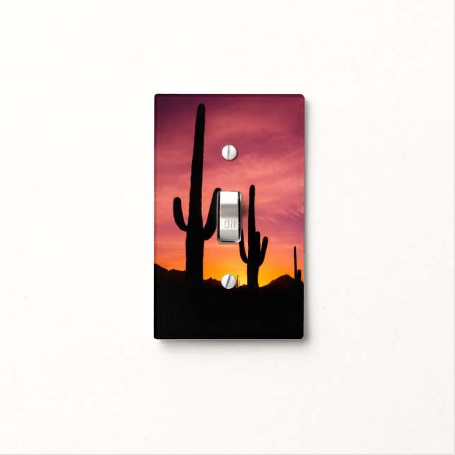 Saguaro cactus at sunrise, Arizona Light Switch Cover (In Situ)