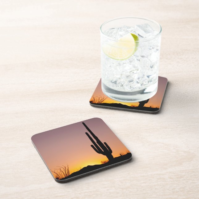 Saguaro Cactus at Sunset Beverage Coaster (Right Side)