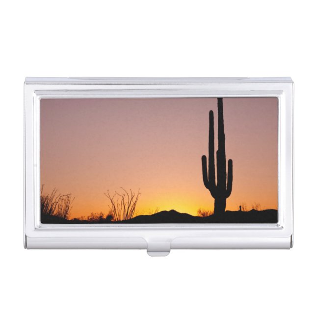 Saguaro Cactus at Sunset Business Card Case (Front)