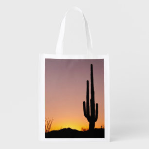 Saguaro Cactus at Sunset Grocery Bag