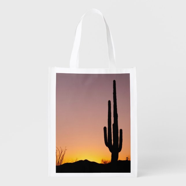 Saguaro Cactus at Sunset Grocery Bag (Front)
