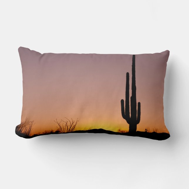 Saguaro Cactus at Sunset Lumbar Pillow (Front)