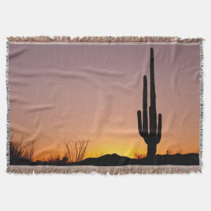 Saguaro Cactus at Sunset Throw Blanket