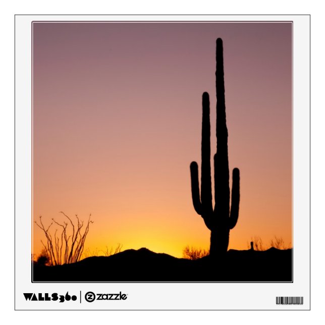 Saguaro Cactus at Sunset Wall Sticker (Front)