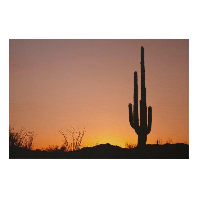 Saguaro Cactus at Sunset Wood Wall Decor (Front)