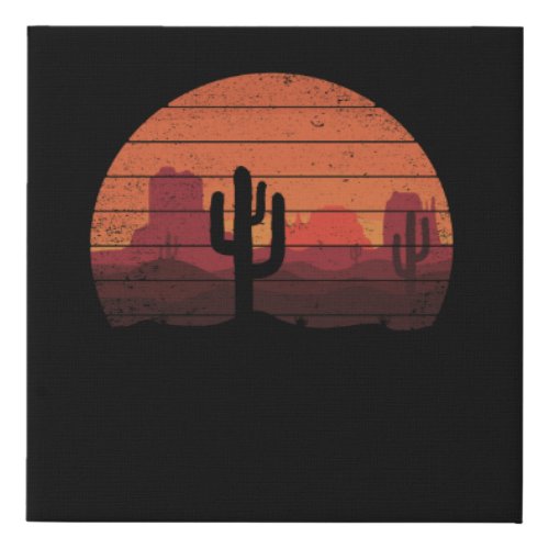 Saguaro Cactus Cactus Sunset Opuntia Cactaceae Faux Canvas Print