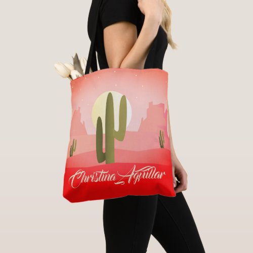 Saguaro Cactus Colorful Southwestern Desert Scene Tote Bag