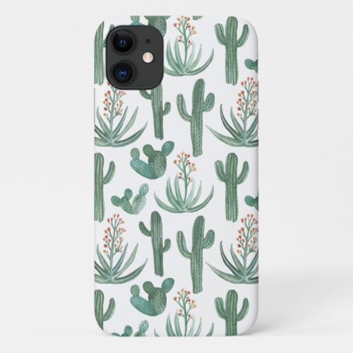 Saguaro Cactus Desert Aloe Watercolor iPhone 11 Case