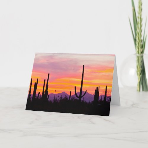 Saguaro Cactus Forest at Sunset Card