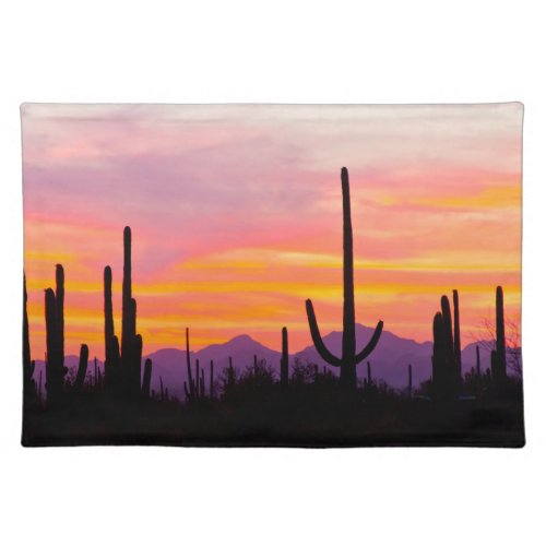 Saguaro Cactus Forest at Sunset Cloth Placemat