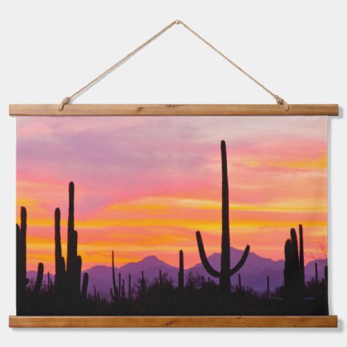 Saguaro Cactus Forest at Sunset Hanging Tapestry