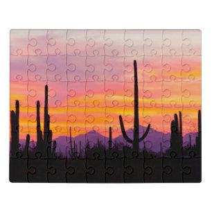 Saguaro Cactus Forest at Sunset Jigsaw Puzzle