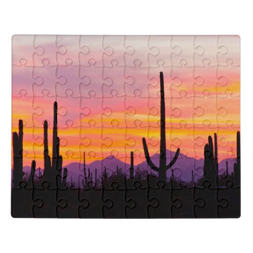 Saguaro Cactus Forest at Sunset Jigsaw Puzzle