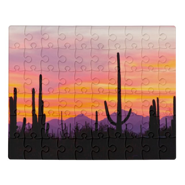 Saguaro Cactus Forest at Sunset Jigsaw Puzzle (Puzzle Horizontal)