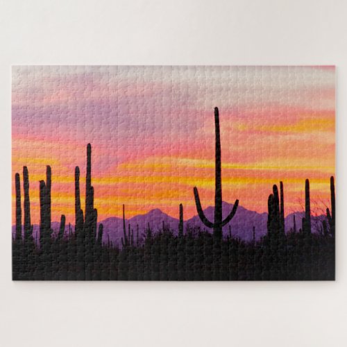Saguaro Cactus Forest at Sunset Jigsaw Puzzle