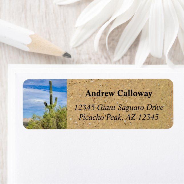 Saguaro Cactus Green Palo Verde Trees Arizona Label (Insitu)